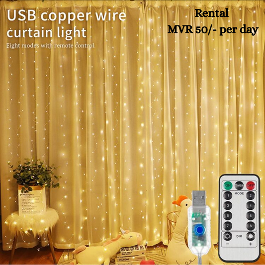 3M Curtain String Light, USD Powered Fairy Lights for Rent