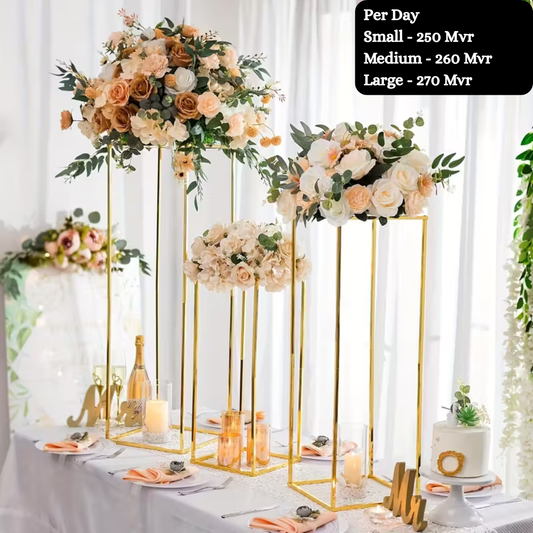 Gold square cuboid stand with acrylic cover for cake stand or flower stand wedding centerpiece decoration for Rent
