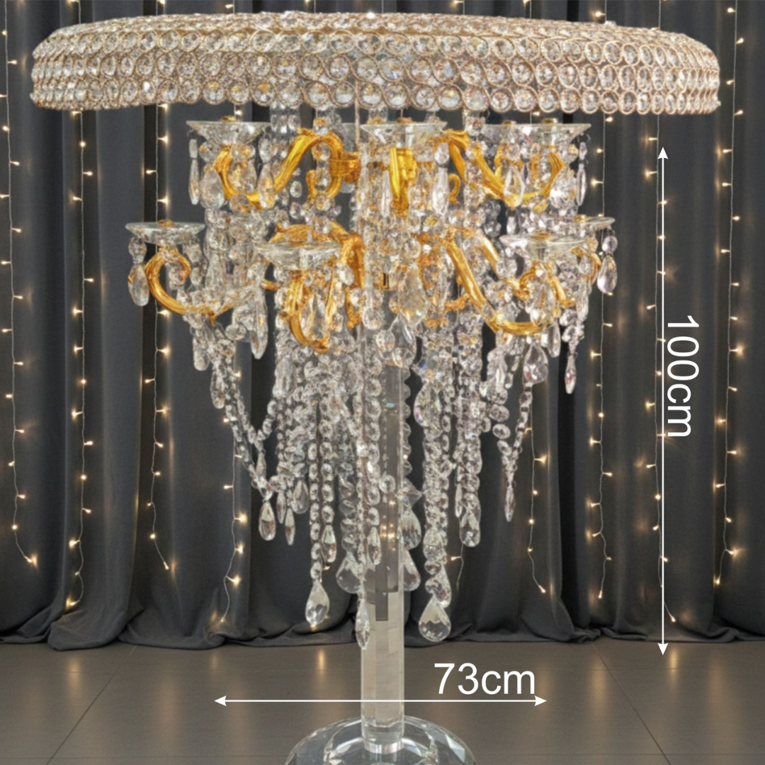 Glass Crystal Cake Stand Table for Rent (Gold and Silver)