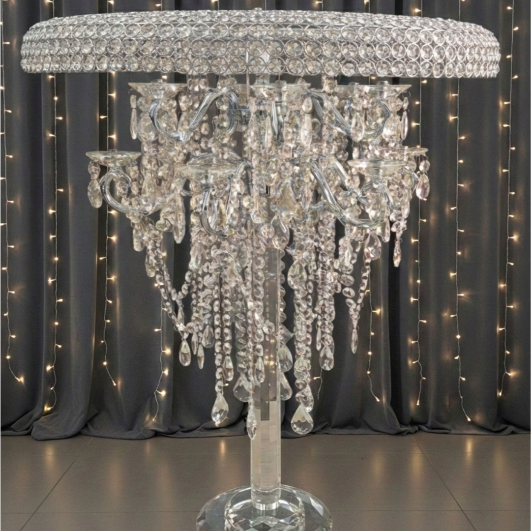 Glass Crystal Cake Stand Table for Rent (Gold and Silver)