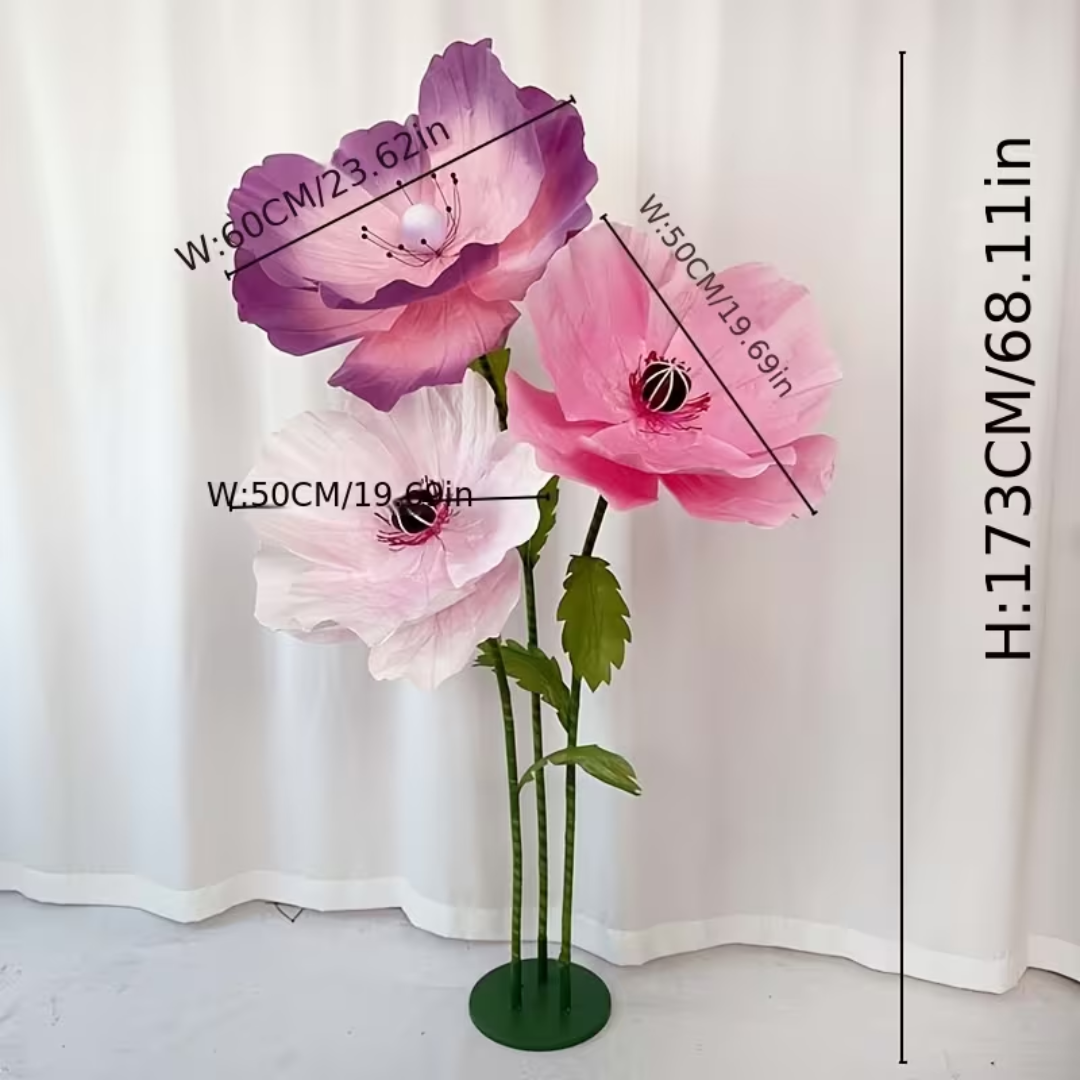 Pink and Purple 3 Giant Paper Flower Decoration for RENT