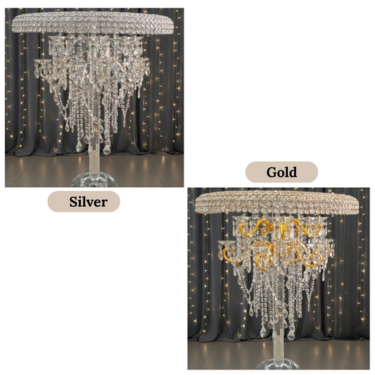Glass Crystal Cake Stand Table for Rent (Gold and Silver)