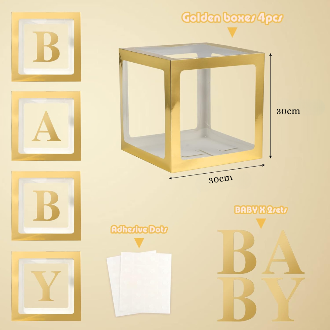 30cm Gold Baby Balloon Box