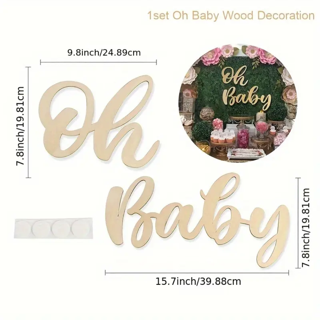 "Oh Baby" Wooden Sign for Gender Reveal Baby Shower Decoration