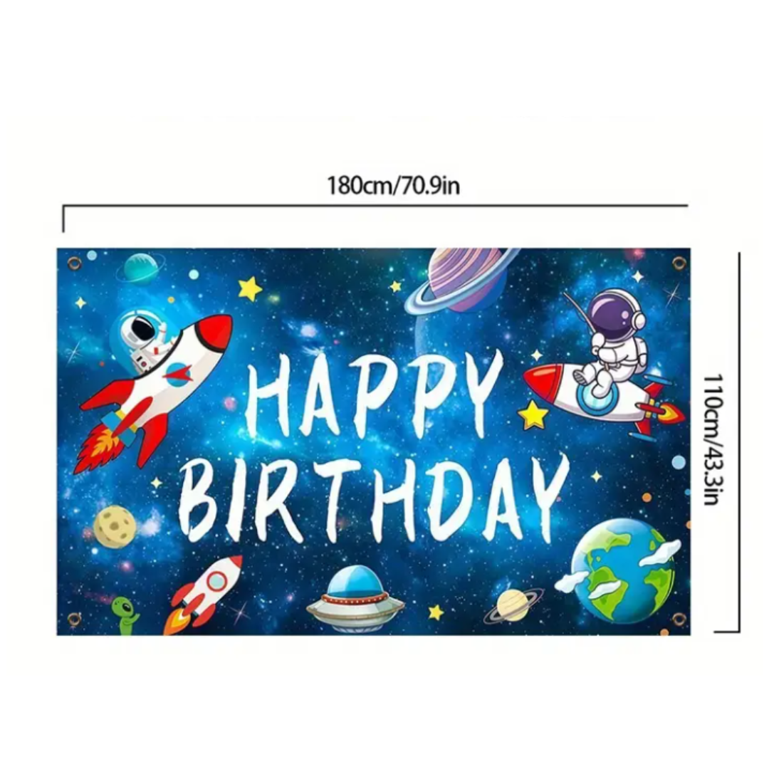 Outer Space Happy Birthday Backdrop