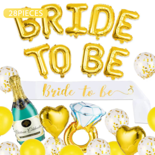 28pcs Gold Bride to Be Balloon Set