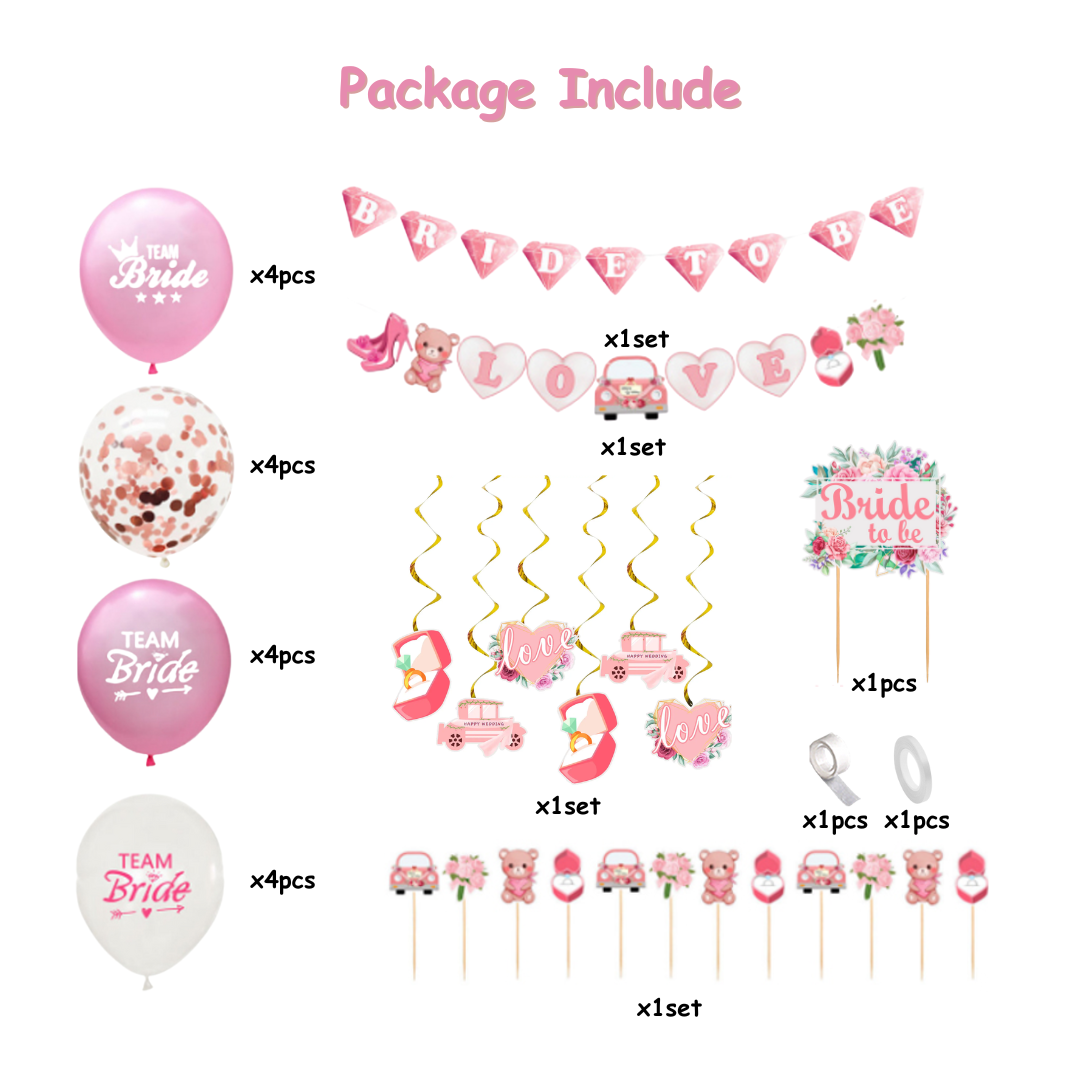 23pcs Pink Bride To Be Party Balloon Decorations Kit