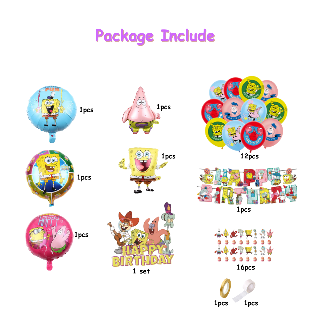 37pcs SpongeBob SquarePants themed party balloon set