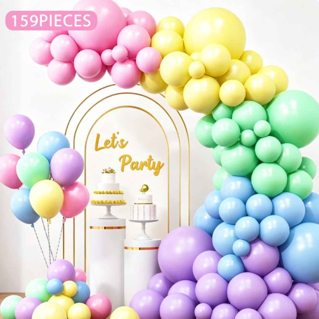 159pcs Pastel Rainbow Balloon Garland Kit
