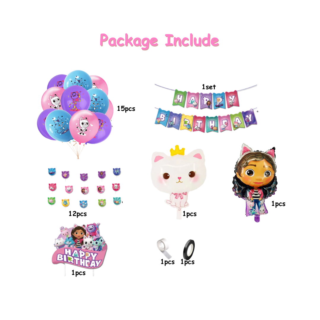 31pcs Gabby's Dollhouse-themed birthday balloon set