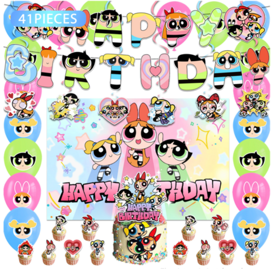 41pcs Powerpuff Girls birthday Balloon set