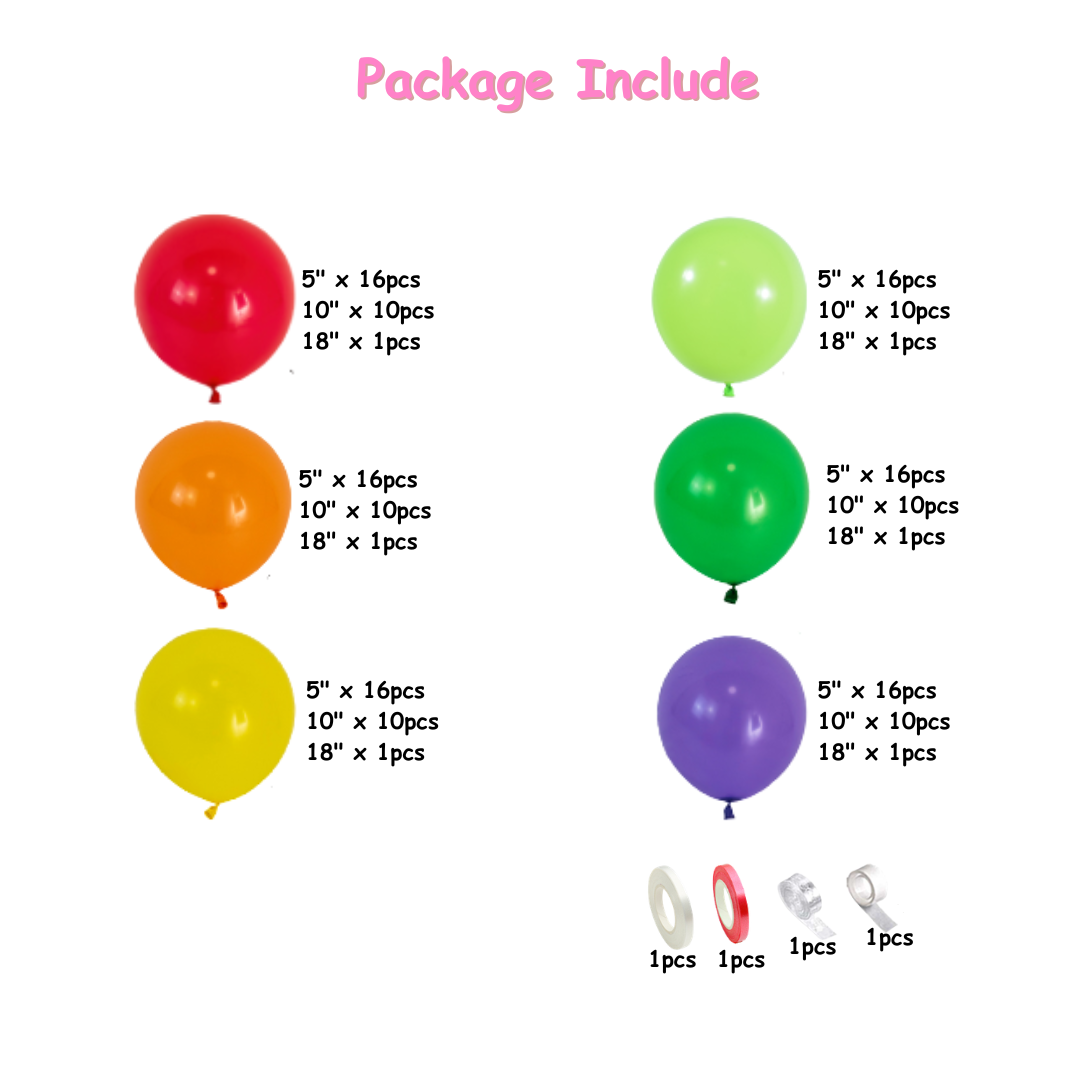 193pcs Rainbow Balloons Decorations Kit