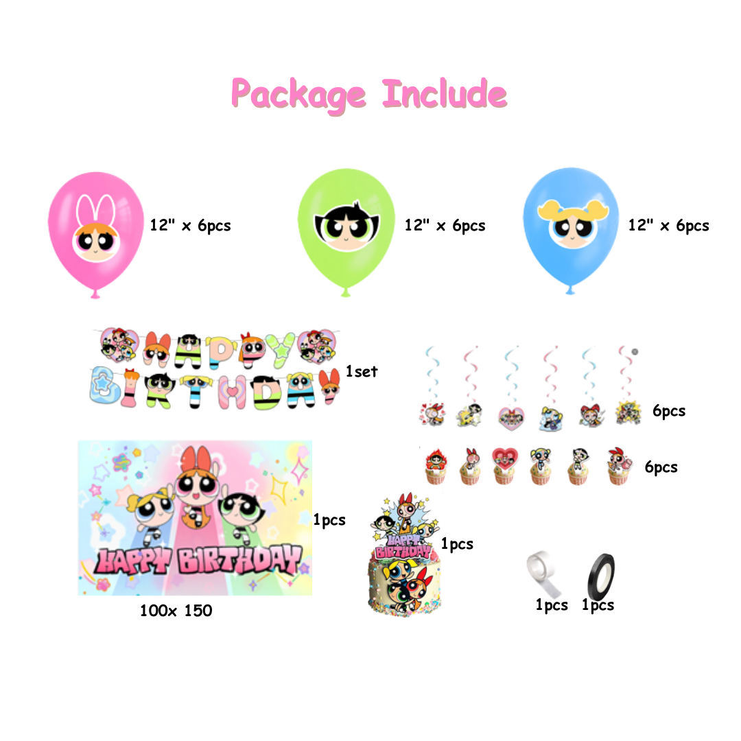 41pcs Powerpuff Girls birthday Balloon set