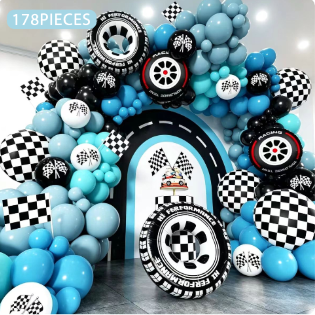 178pcs Racing Car Theme Balloons Garland Kit