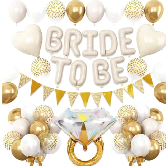 22pcs White and Gold Bride to be balloon set