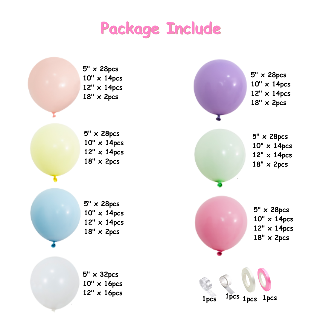 416pcs Pastel Macaron Balloon Garland Arch Kit