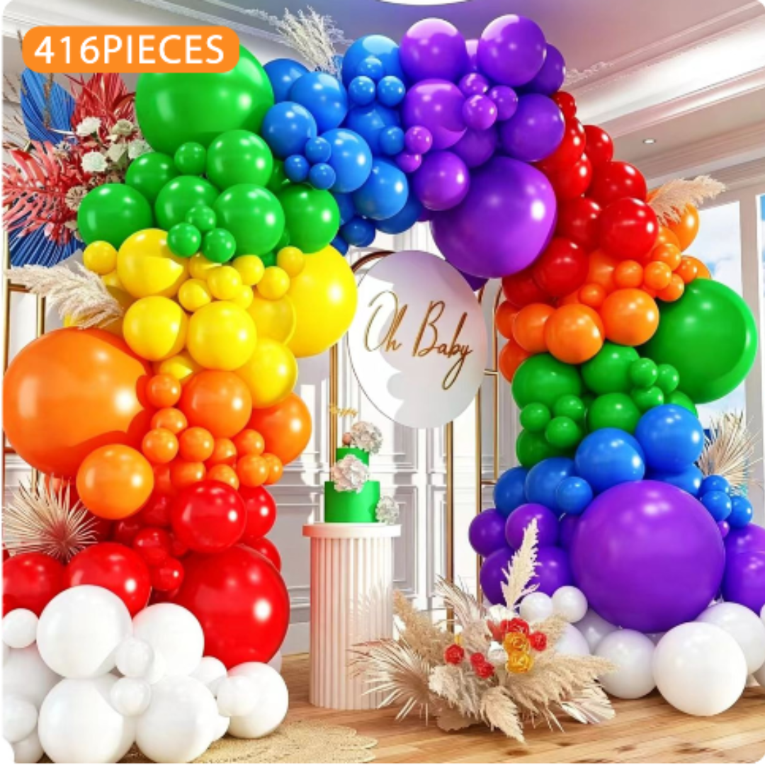 416pcs Rainbow Balloon Garland Kit