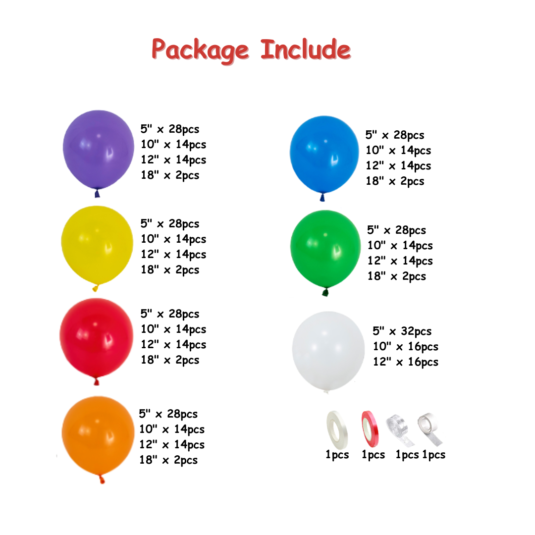 416pcs Rainbow Balloon Garland Kit