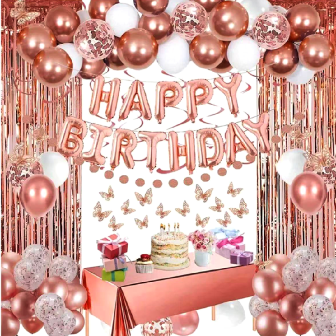 38pcs Rose gold Happy Birthday Balloon set