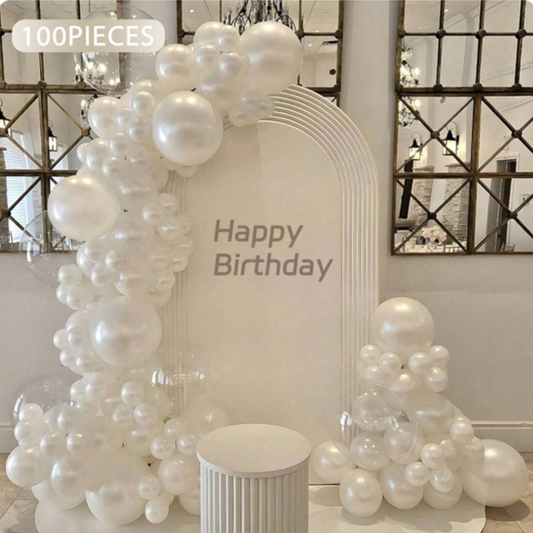 100pcs White Pearl Balloon Garland Kit