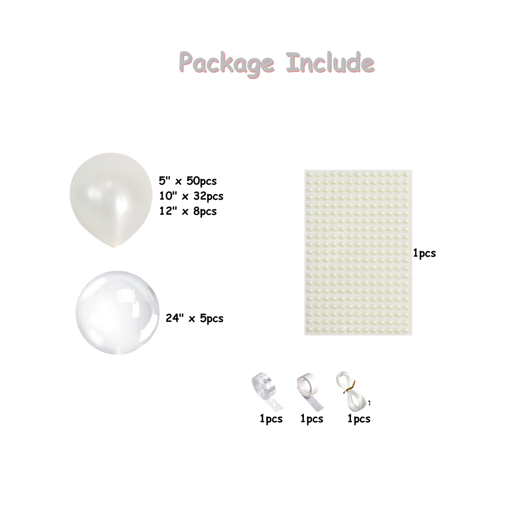 100pcs White Pearl Balloon Garland Kit