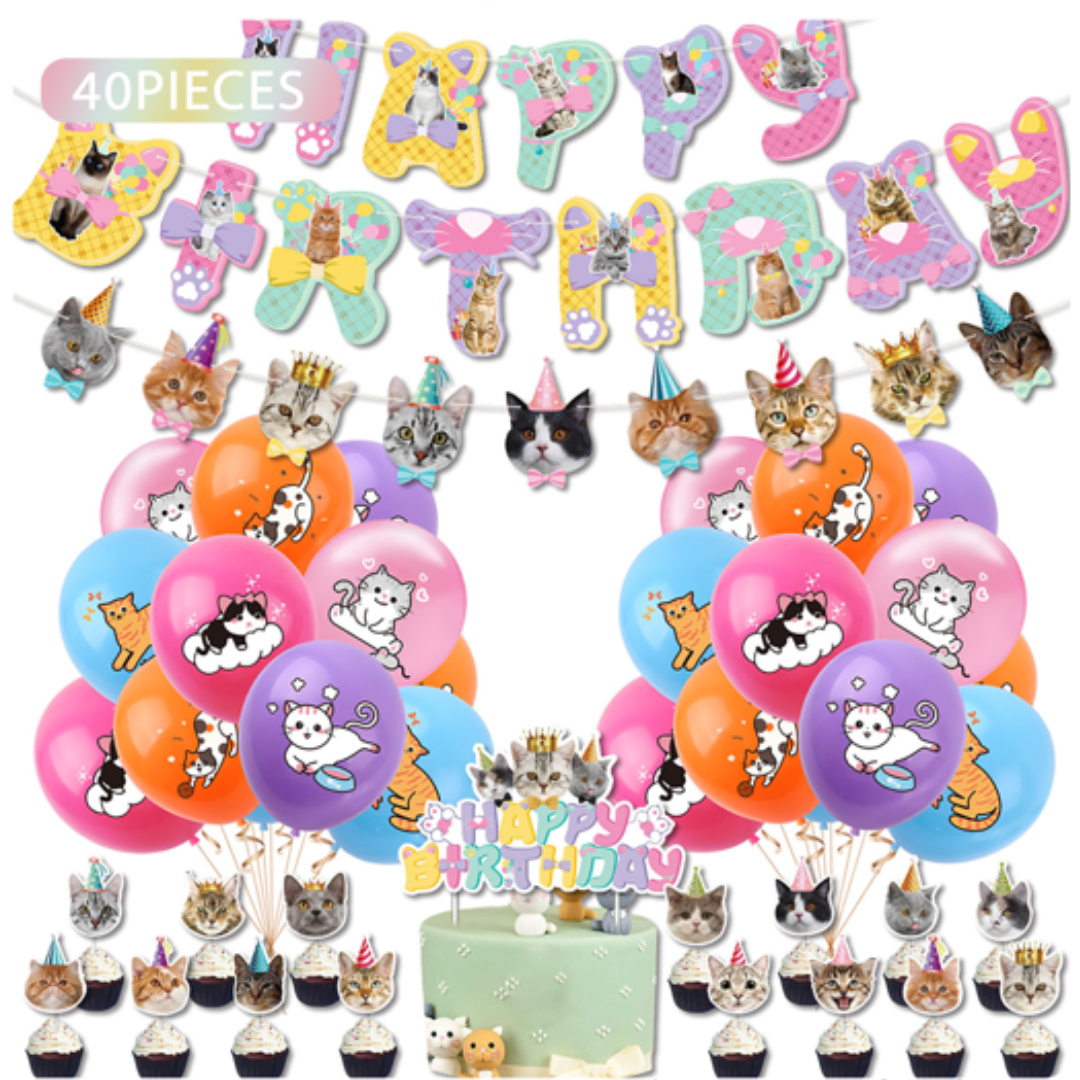 40pcs Cat Theme Birthday balloon set