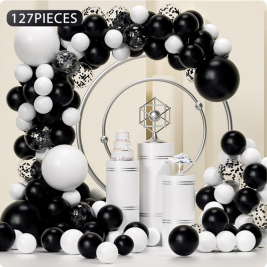127pcs Black and White Balloon Garland kit