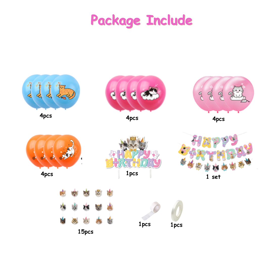 40pcs Cat Theme Birthday balloon set