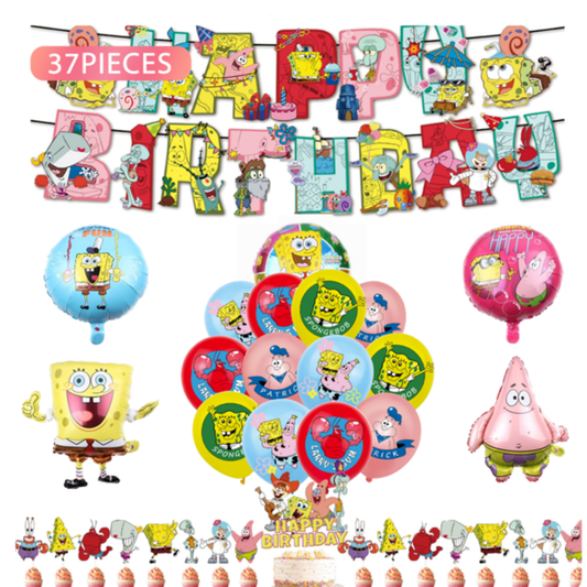 37pcs SpongeBob SquarePants themed party balloon set