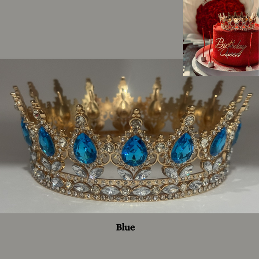Blue Rhinestone Cake Crown