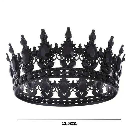 Vintage Black Rhinestone Cake Crown