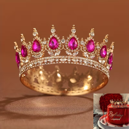 Hot Pink Rhinestone Cake Crown