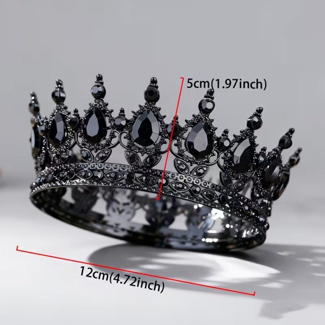 Vintage Black Rhinestone Cake Crown