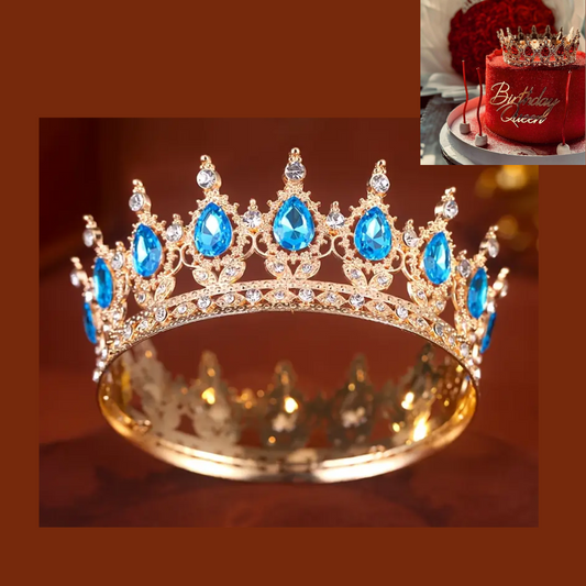 Blue Rhinestone Cake Crown