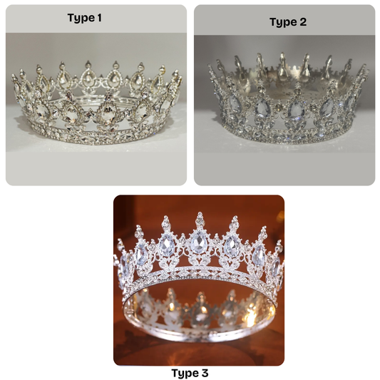 Silver Rhinestone Cake Crown