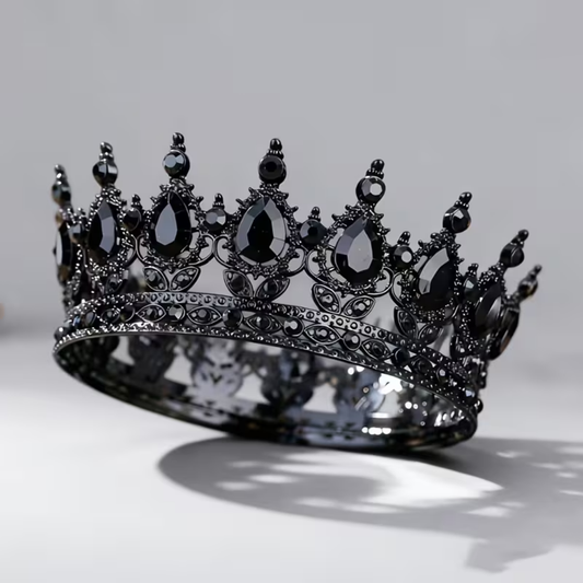 Vintage Black Rhinestone Cake Crown