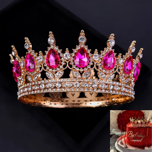 Hot Pink Rhinestone Cake Crown