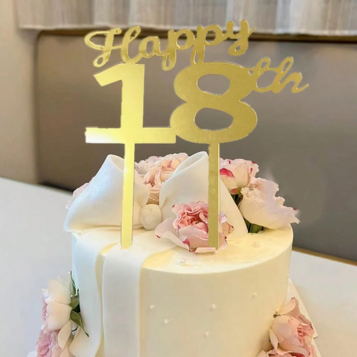 Happy 18th Birthday Gold Cake Topper – Party Supplies