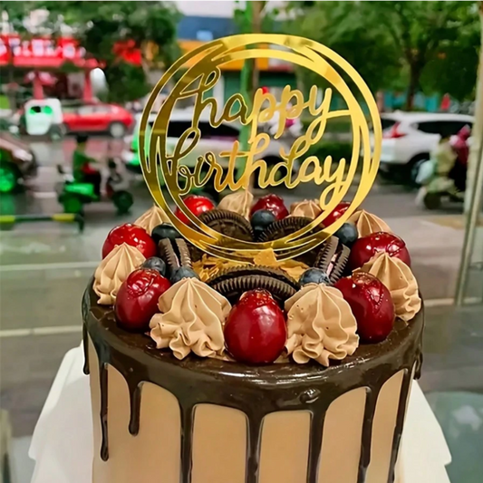 Gold Happy Birthday Acrylic Cake Toppers