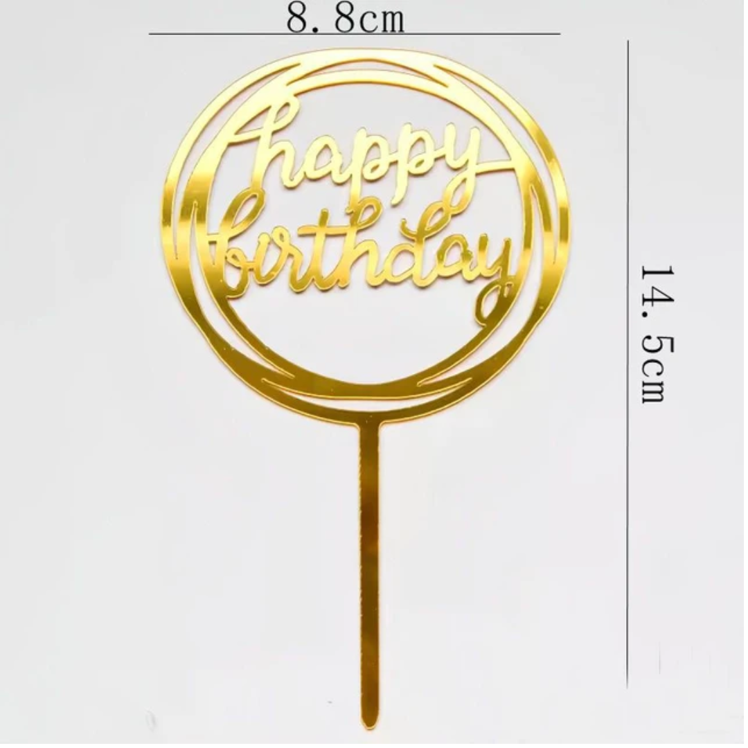 Gold Happy Birthday Acrylic Cake Toppers