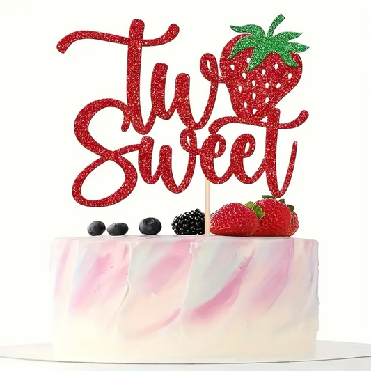 Two Sweet Strawberry Cake Topper