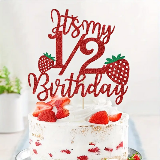 It's My 1/2 Birthday Strawberry Cake Topper