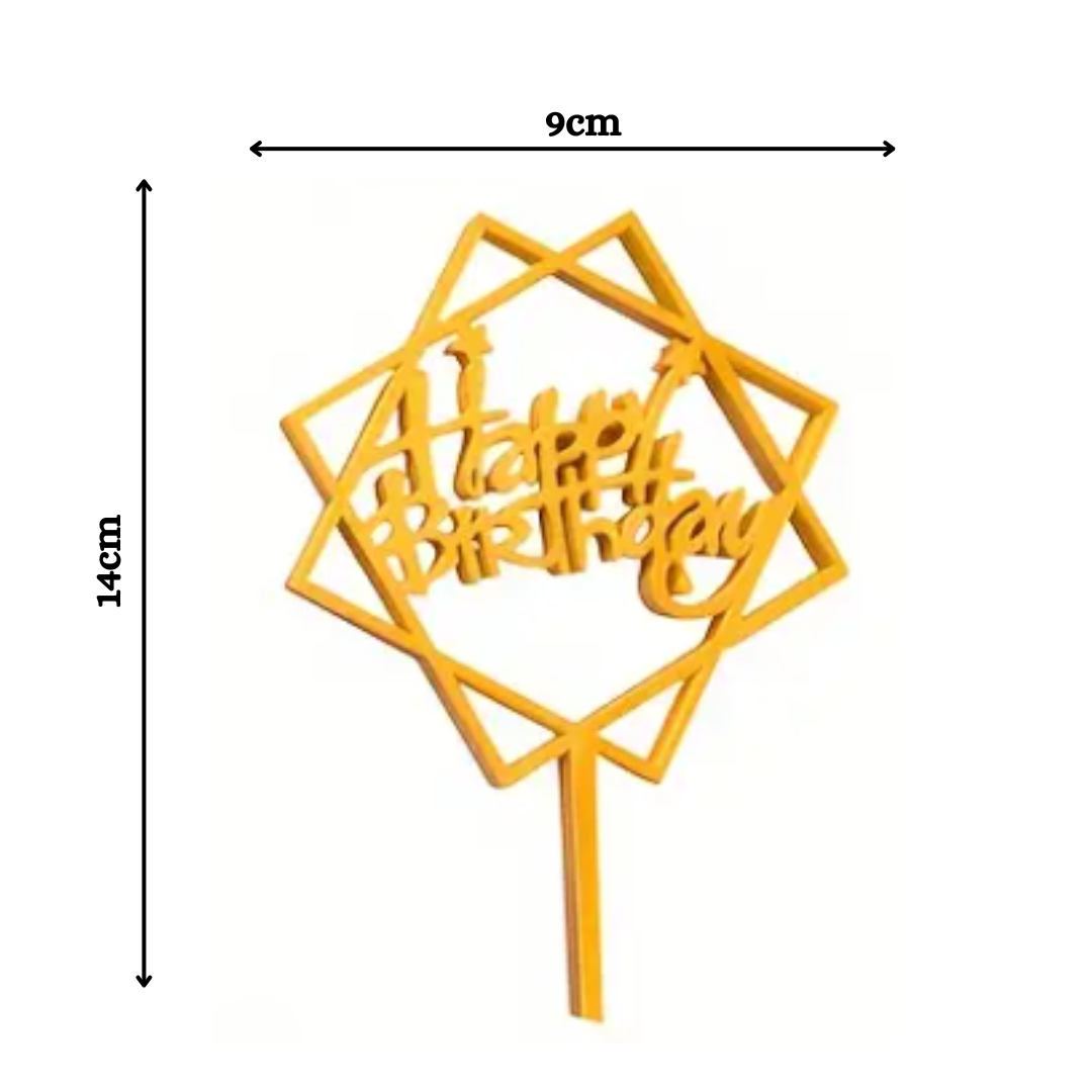1pcs Happy Birthday Gold Acrylic Cake Topper