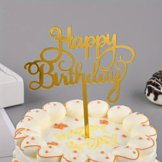 1pcs Happy Birthday Gold Acrylic Cake Topper