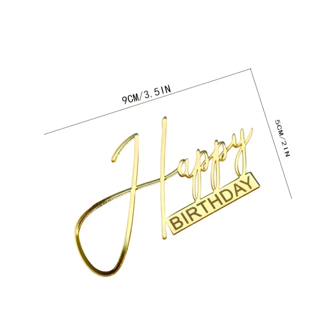 Gold Happy Birthday Cake Topper