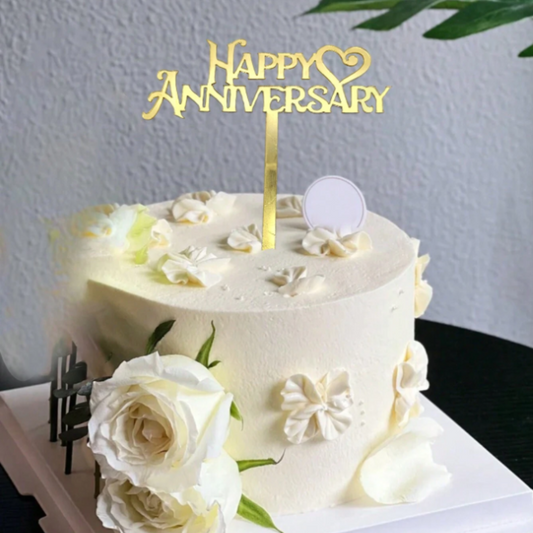 Gold 'Happy Anniversary' Cake Topper