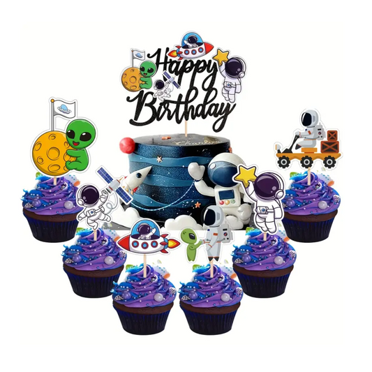 13pcs Outer Space Birthday Cake Toppers