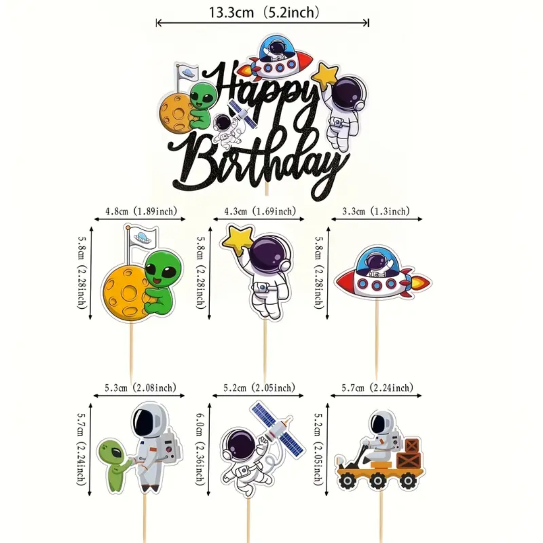13pcs Outer Space Birthday Cake Toppers