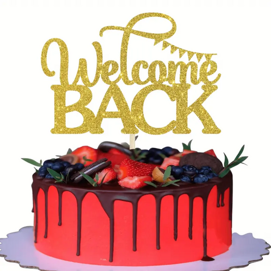 Golde Glitter Welcome Back Cake Topper