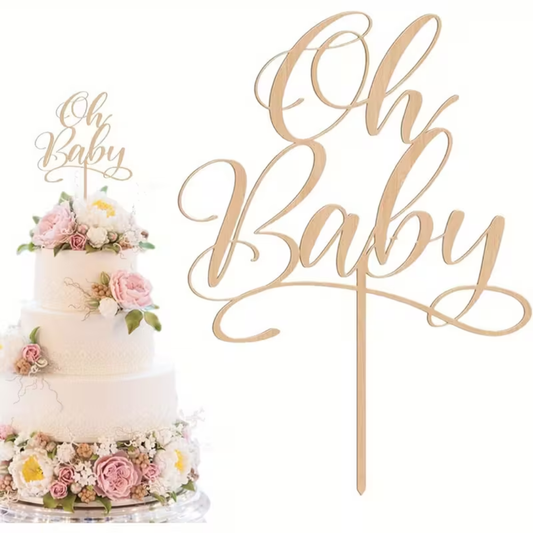 Wooden Oh Baby Cake Topper